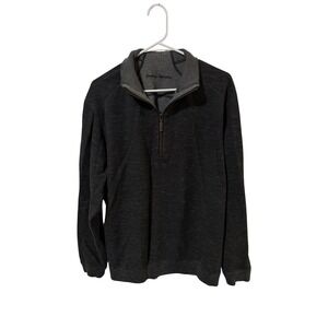 Tommy‎ Bahama Size XL Mens Dark Gray Reversible Quarter Zip Pullover Sweater